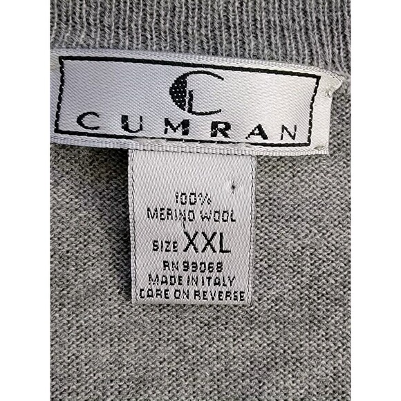 Cumran 100% Merino‎ Wool V-neck Mens Sweater Made In Italy XXL - Picture 3 of 10